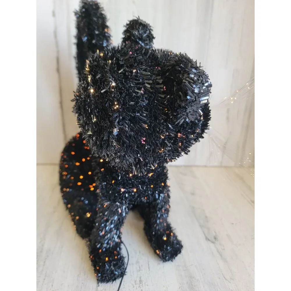 Fiber optic black‎ cat multi-color Halloween home decor